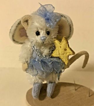 Precious Deb Canham Miniature Mohair Mouse Blue Fairy Bear Artist Collectible