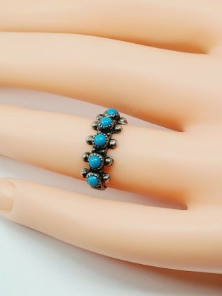 Vintage Bell Trading Post Sterling Silver Snake Eye Turquoise Ring Sz 4.  75