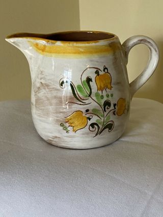 Discontinued Vintage Stangl Pottery Small Pitcher Terra Rose,  Yellow Tulip