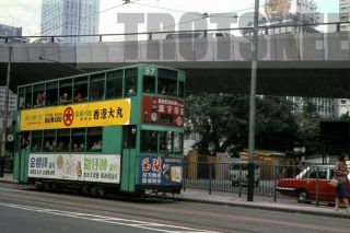 35mm Slide Hong Kong Double Decker Tram Strassenbahn 87 1980