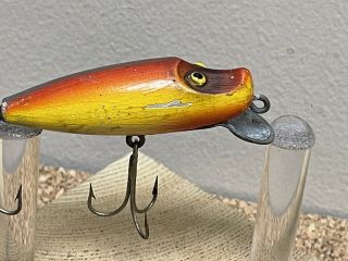 Wood Tack Painted Eye Shur Strike River Runt Style Fishing Lure