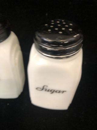 Vintage Milk Glass White & Black Shaker 