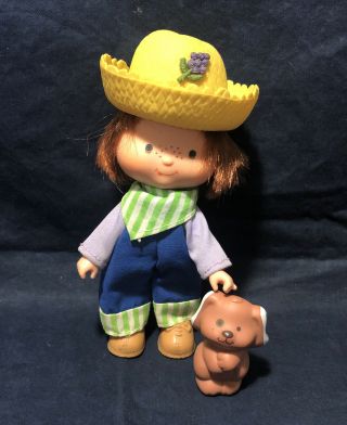 Vtg 1980’s Kenner Strawberry Shortcake Huckleberry Pie Doll W Pupcake Dog Pet