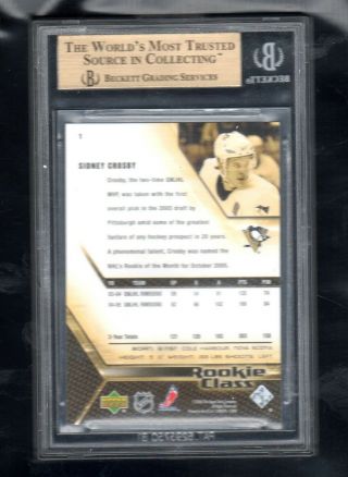 2005 - 06 Upper Deck Rookie Class Sidney Crosby Rookie Card Graded Bgs 9.  5