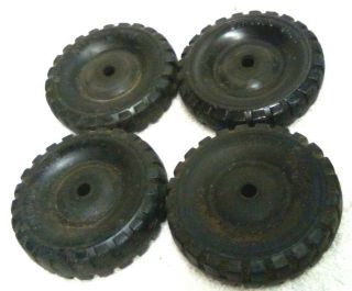 Vintage Set Of 4 Structo Toy Truck Wheels Toy Parts 2 1/2 In X 5/8