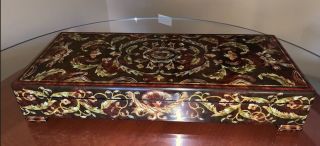 Beautifully Laquered Home Decor Coffee Table Box W/ Lid,  4 1/2 H X 24 W 10d