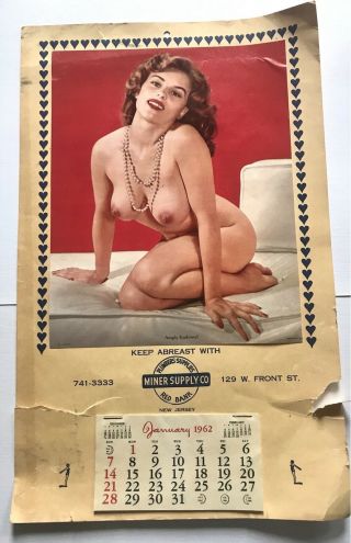Vintage Pinup Calendar 1962 Red Bank Nj Miner Supply Company