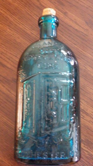 Vintage Blue Medicine Bottle Franks Safe Kidney Liver Cure Rochester Ny 9 1/2 "