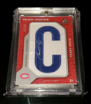 2008 - 09 Sp Game Team Marks Letters Carey Price Tm - Cp 01/50 Auto (letter C)