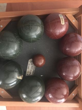 Vintage Perfetta Bocce Ball Set Of 8 With Jack World Champion Bag From Italy Nib