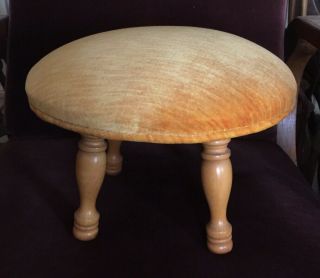 Vintage Foot Stool With Yellow Gold Cloth Cover