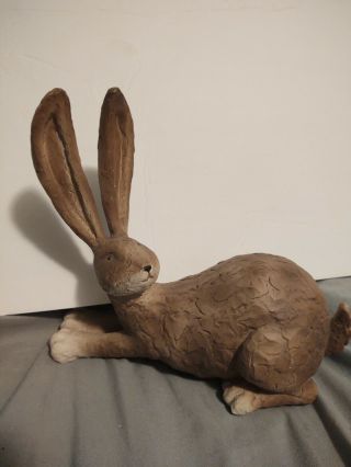 Vintage Laying Brown Bunny Rabbit Ceramic 9 Inches Long.