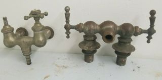 Old Antique Tub Mount Claw Foot Tub Faucet Hardware Salvage 2 Faucets