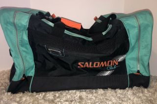 Vintage Retro Teal Salomon Club Ski Boot And Gear Duffel Overnight Bag Orange