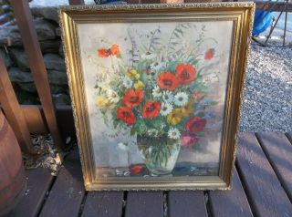 9505 513vintage (feldblumen) Flowers In Vase Oil Painting By Goldberg