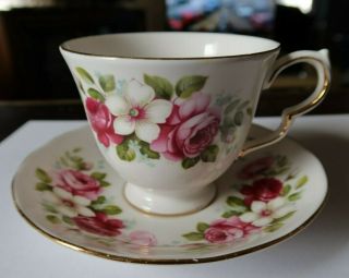 Rare Vintage Porcelain Tea Cup & Saucer Set Bone China Queen Anne England Floral