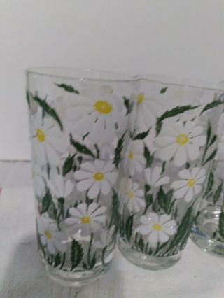 Daisy Vintage DRINKING GLASSES Set of 4,  Flowers are in relief 2