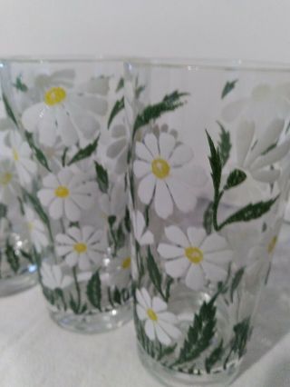 Daisy Vintage DRINKING GLASSES Set of 4,  Flowers are in relief 3