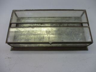 Vintage Mexican Embossed Tin And Glass Tissue Dispenser With Hinged Lid