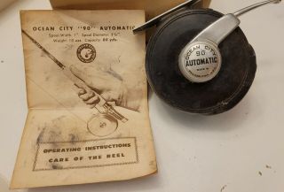 Vintage Pre - 1960 Ocean City No.  90 Ultramatic Fly Reel With Instructions
