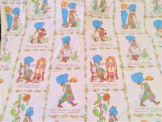 Vintage Holly Hobbie Twin Flat Sheet Bed Linens 1970s Fabric Crafts Morgan Jone