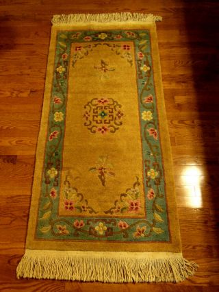 Vintage Traditional Floral Oriental Rug Hand - Knotted Wool Large Carpet 30 " X 60 "
