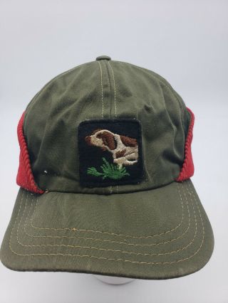 Vintage Rare Hunting Dog Logo Patchhat Hunting Campingoutdoors Armygreen C5