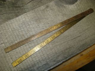 Vintage Lufkin Rule Co Saginaw Michigan No 1085 Brass 24 " Folding Blacksmith