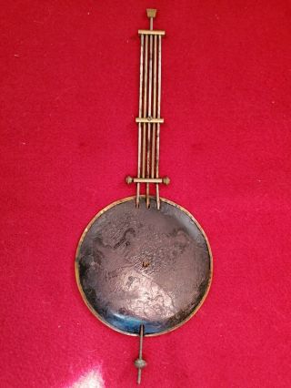 Antique German Gustav Becker (GB) Brass Embossed Clock Pendulum 3