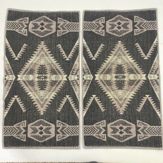2 Vintage Ralph Lauren Hand Towels Aztec Southwest Black Gray 90s Cotton