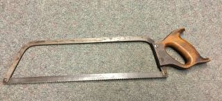 Great Vintage Butcher Meat Bone Hand Saw Cutting W/ 16 " Long Blade Wooden Handle