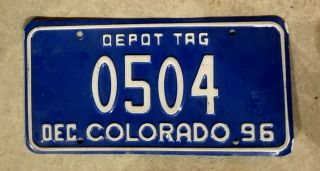 1996 96 Colorado State License Plate Depot Tag 0504