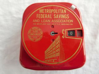 Vintage Metropolitan Federal Savings Loan Add A Coin Bank 1516 Westlake Seattle