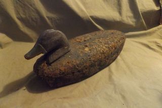 Primitive Vintage Cork Duck Decoy Wood Head Quite Distressed W Losses