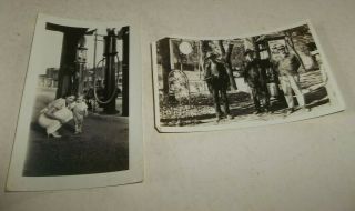 2 Vtg Carthage Missouri Gas Station Photos With Old Pumps - Mobil Oil