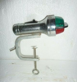 Vintage Battery Operated Red / Green Torpedo Boat Light Clamp On S - 55