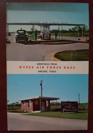 Abilene Texas Postcard Dyess Air Force Base Entrance Vintage Patrol Truck Tx Pc
