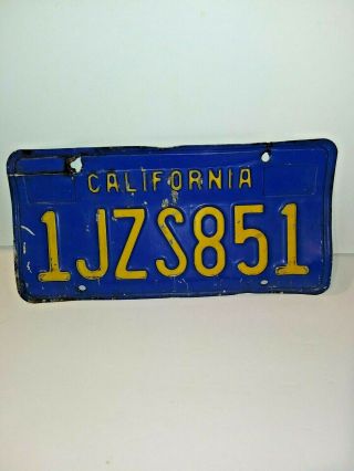 California Blue License Plate 1970 
