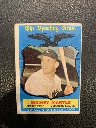 1959 Topps Mickey Mantle Sporting News All - Star 564 - York Yankees Hof