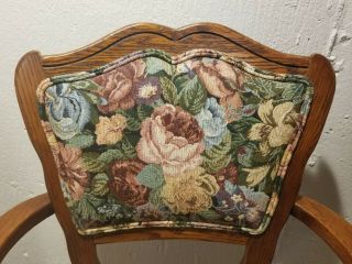 (2) Oak swivel counter chairs with floral pattern seat and back rest - Pre Owned 2