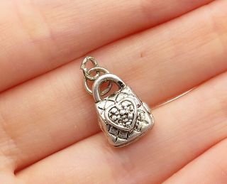 925 Sterling Silver - Vintage Love Heart Purse Locket Pendant (opens) - P11594