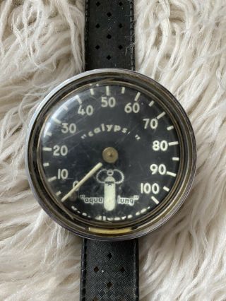Vtg 1960s Us Divers Co.  Calypso Aqualung 100m Scuba Watch Wrist Pressure Gauge