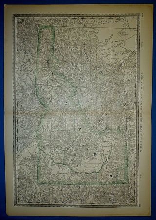 Vintage 1886 Atlas Map Idaho Territory Old & Authentic S&h