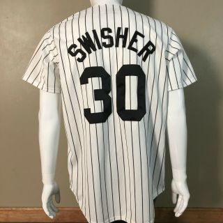 Vintage Nick Swisher 30 Chicago White Sox Mlb Majestic Pinstripe Jersey Sz L