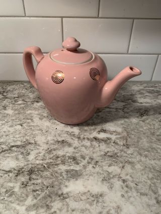 Vintage Hall China Pink And Gold Teapot 6 Cup Made In Usa