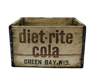 Diet Rite Vintage Wooden Soda Crate Green Bay Wi Vintage
