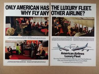 1972 American Airlines 747 Piano Bar Dc - 10 Lounge 707 1st Class Vintage Print Ad