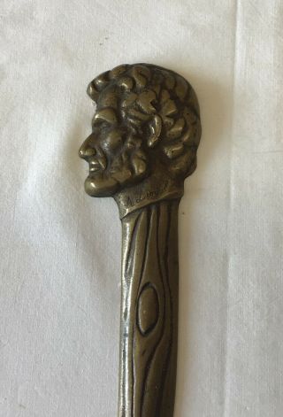 Vintage Figural Brass Letter Opener With Abe Lincoln’s Head On The Handle