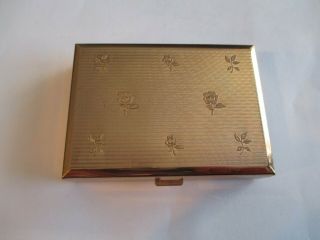 Vintage Gold Tone Compact Mirror Music Box Reuge Ste Croix Swiss Music Box