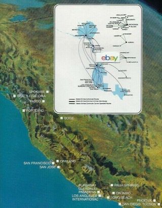 Alaska Airlines 1989 2 Pg Route Map And Destinations Info West Coast/alaska